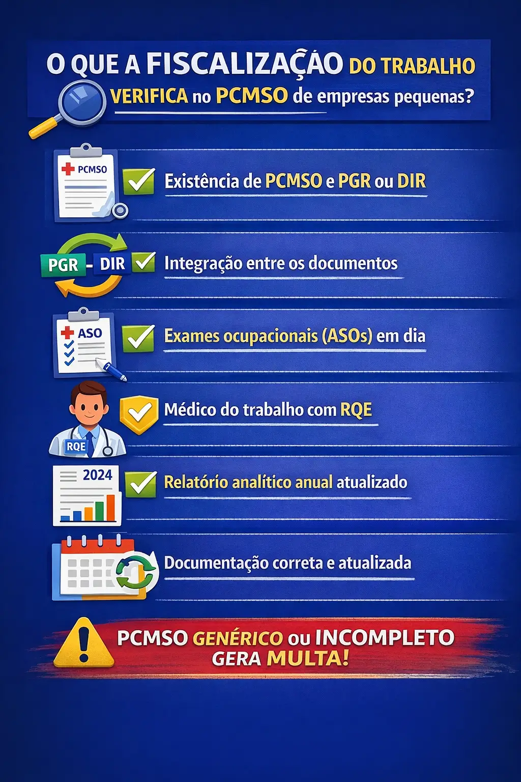 O que a fiscalização do trabalho verifica no PCMSO de empresas pequenas
